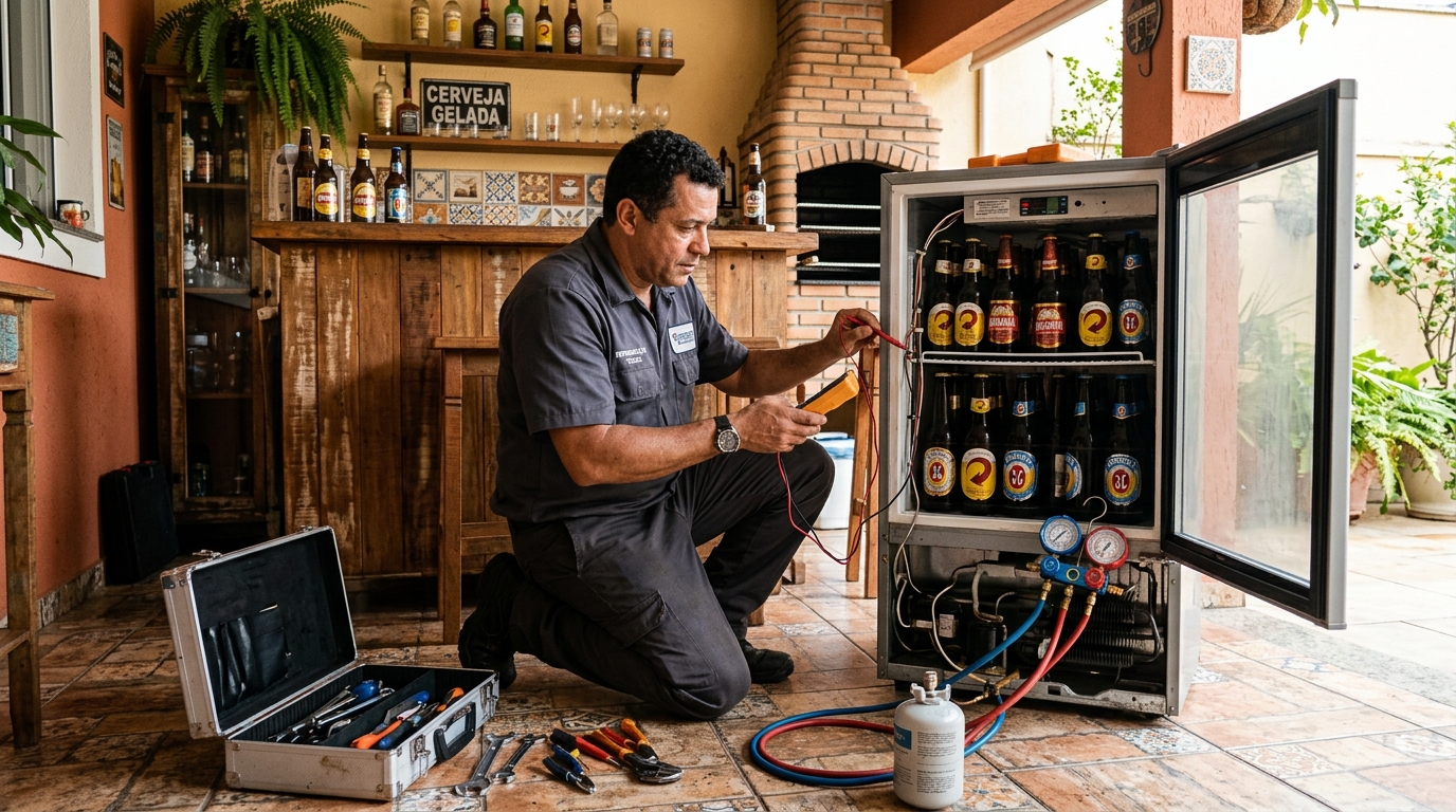 Recarga de gás refrigerante de cervejeira em Indaiatuba‑SP