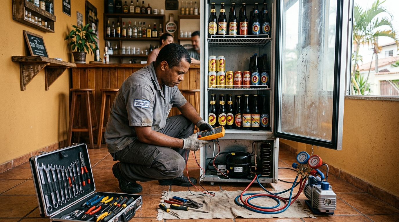 Substituição do termostato de uma cervejeira em Indaiatuba‑SP